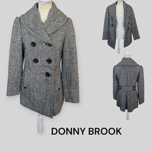 DONNYBROOK Women's Tweed Pattern Peacoat  Wool Blend  Jacket Size 2